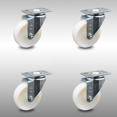 Service Caster 4 Inch SS Nylon Wheel Swivel Top Plate Caster Set SCC-SS20S414-NYS-4